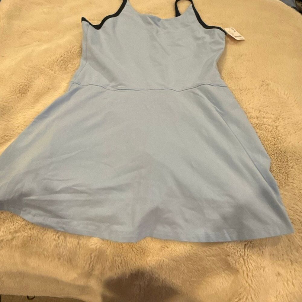 Free People Light Blue Slip Dress with Black Trim